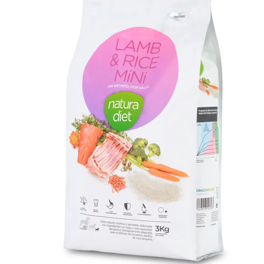 Clearance Natura Diet Lam og Ris Mini Hundefoder 3 kg - Sundt foder til små hunde Hundefoder|Tørfoder Til Hunde I Alle Størrelser Og Aldre