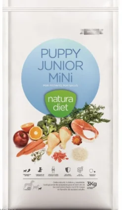 Natura Diet Puppy Junior Mini 3 kg - Sundt hvalpefoder til små racer Hundefoder|Tørfoder Til Hunde I Alle Størrelser Og Aldre