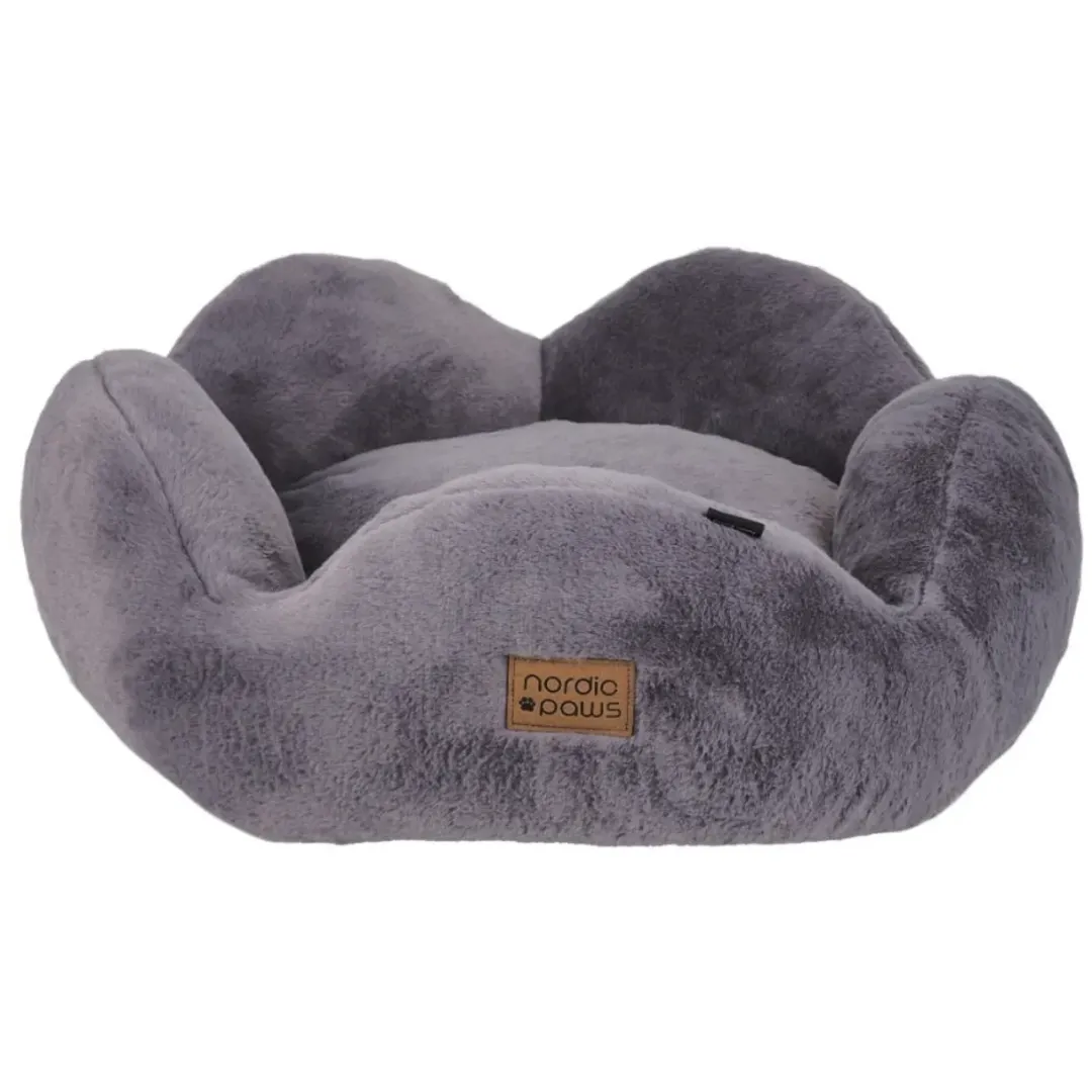 Outlet Flora plys hundeseng Medium 75 x 75 cm Grå Hundesenge Og Kurve Til Hunde - Bløde Og Komfortable