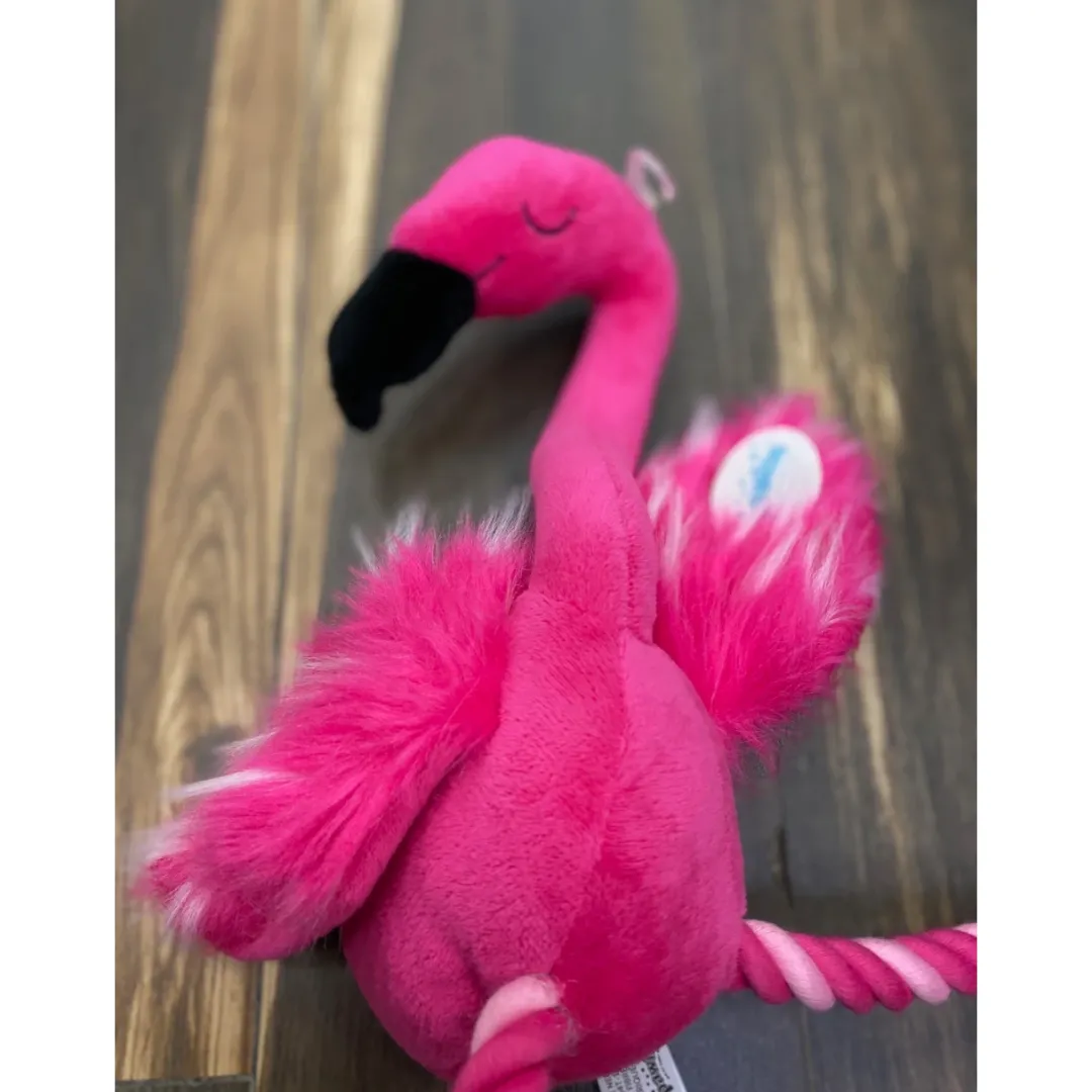 Flamingo Hundelegetøj med Reb - sjov bamse i plys Hundelegetøj Til Alle Hunde Leg Og Aktivering Året Rundt|Legetøj Til Hvalpe - Sjov Leg, Aktivering Og Tryghed Fra Første Dag