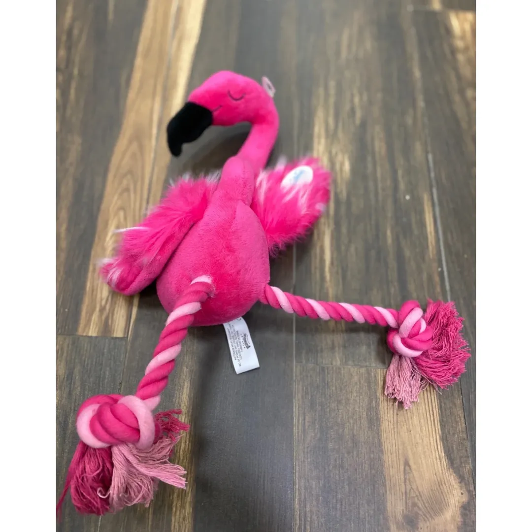 Flamingo Hundelegetøj med Reb - sjov bamse i plys Hundelegetøj Til Alle Hunde Leg Og Aktivering Året Rundt|Legetøj Til Hvalpe - Sjov Leg, Aktivering Og Tryghed Fra Første Dag