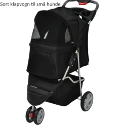 Hunde klapvogn med 4 hjul Sort Transport Og Adgang Til Hvalpe - Tryg Og Nem Hverdag|Transport Og Adgang For Hunde - Tryg Og Nem Hverdag