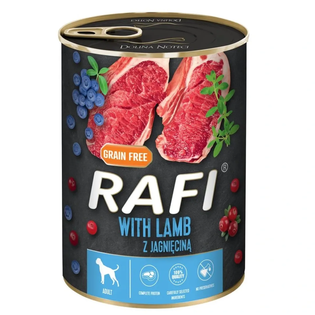 Outlet Rafi vådfoder lammekød med blåbær og tranebær 400 g Hundefoder