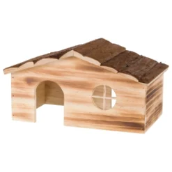 New Ragna hus i brændt træ 20 cm Træ- Og Høhuse Til Gnavere Og Kaniner