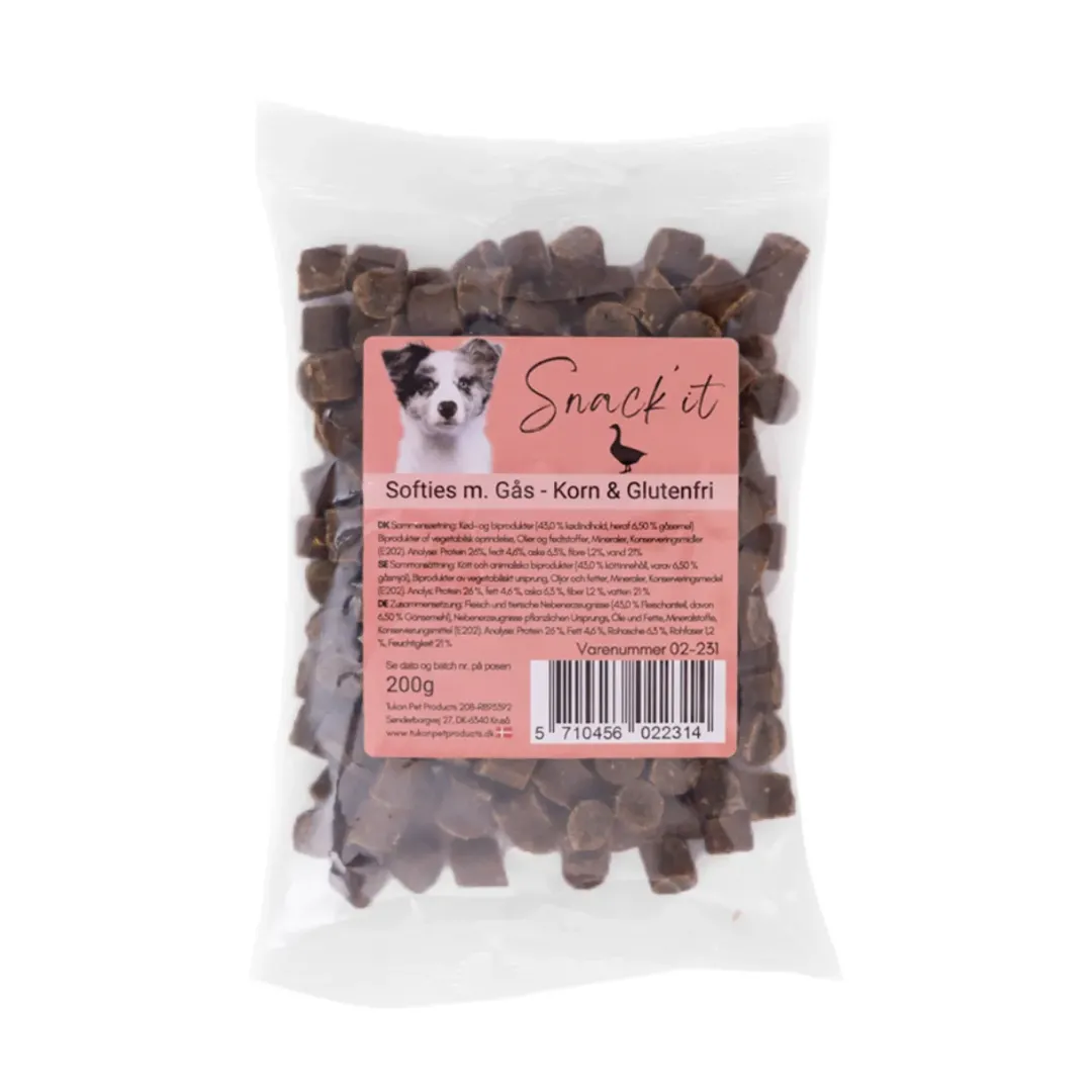 Outlet Softies med gås hundesnacks 200 g - Blød luksusbelønning i hverdagen Snacks Til Hvalpe - Lækre Godbidder Til Træning Og Forkælelse|Hundeguf Og Tyggeben Til Hunde
