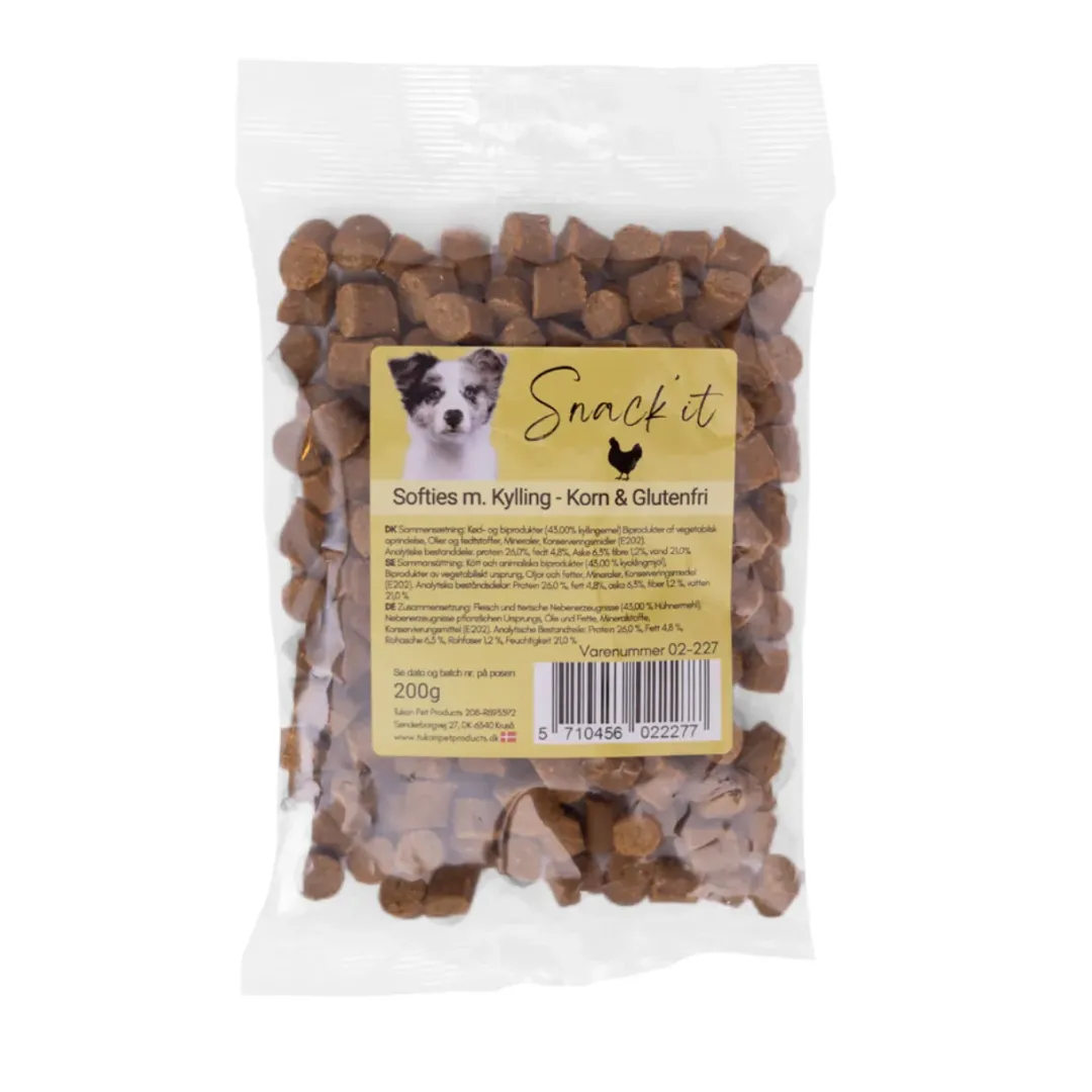 New Softies med kylling hundesnacks 200 g - Klassisk belønning med høj accept Snacks Til Hvalpe - Lækre Godbidder Til Træning Og Forkælelse|Hundeguf Og Tyggeben Til Hunde