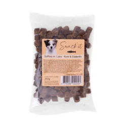 Discount Softies med laks hundesnacks 200 g - Blød belønning med fiskesmag Snacks Til Hvalpe - Lækre Godbidder Til Træning Og Forkælelse|Hundeguf Og Tyggeben Til Hunde