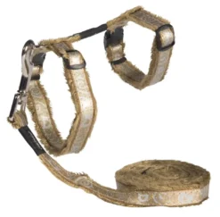 New Sparkle Sele og Linesæt 1,8 m 24-40 cm Bronze Kattehalsbånd Og Katteseler