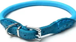 New Timely Halsbånd i rundsyet læder blå 25 cm Hvalpehalsbånd - Bløde Og Sikre Halsbånd Med Perfekt Pasform Til Din Hvalp|Hundehalsbånd Med Stil - Komfort Og Sikkerhed Til Din Hund
