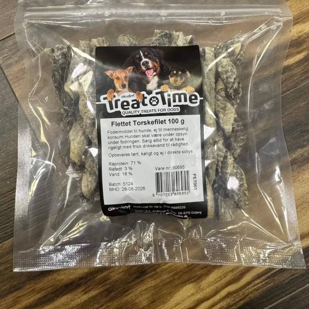 New Flettet Torskefilet 100 g - Naturlige hundesnacks Snacks Til Hvalpe - Lækre Godbidder Til Træning Og Forkælelse|Hundeguf Og Tyggeben Til Hunde