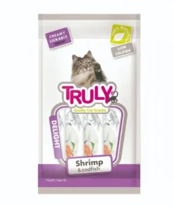 Outlet Truly Cat Creamy Lickable Shrimp & Codfish 70g Kattefoder & Snacks|Killingesnacks - Sunde Godbidder Til Killinger