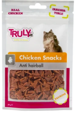 Hot Truly Chicken Snacks Anti Hairball 50 gram Kattefoder & Snacks|Killingesnacks - Sunde Godbidder Til Killinger