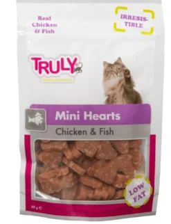 Truly Mini Hearts Chicken and Fish 50 gram Kattefoder & Snacks|Killingesnacks - Sunde Godbidder Til Killinger