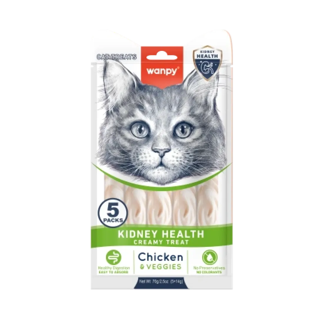 Clearance Cat Functional Creamy Lickable Treat Kidney Health Chicken - Veggies 5 x 14 g Kattefoder & Snacks