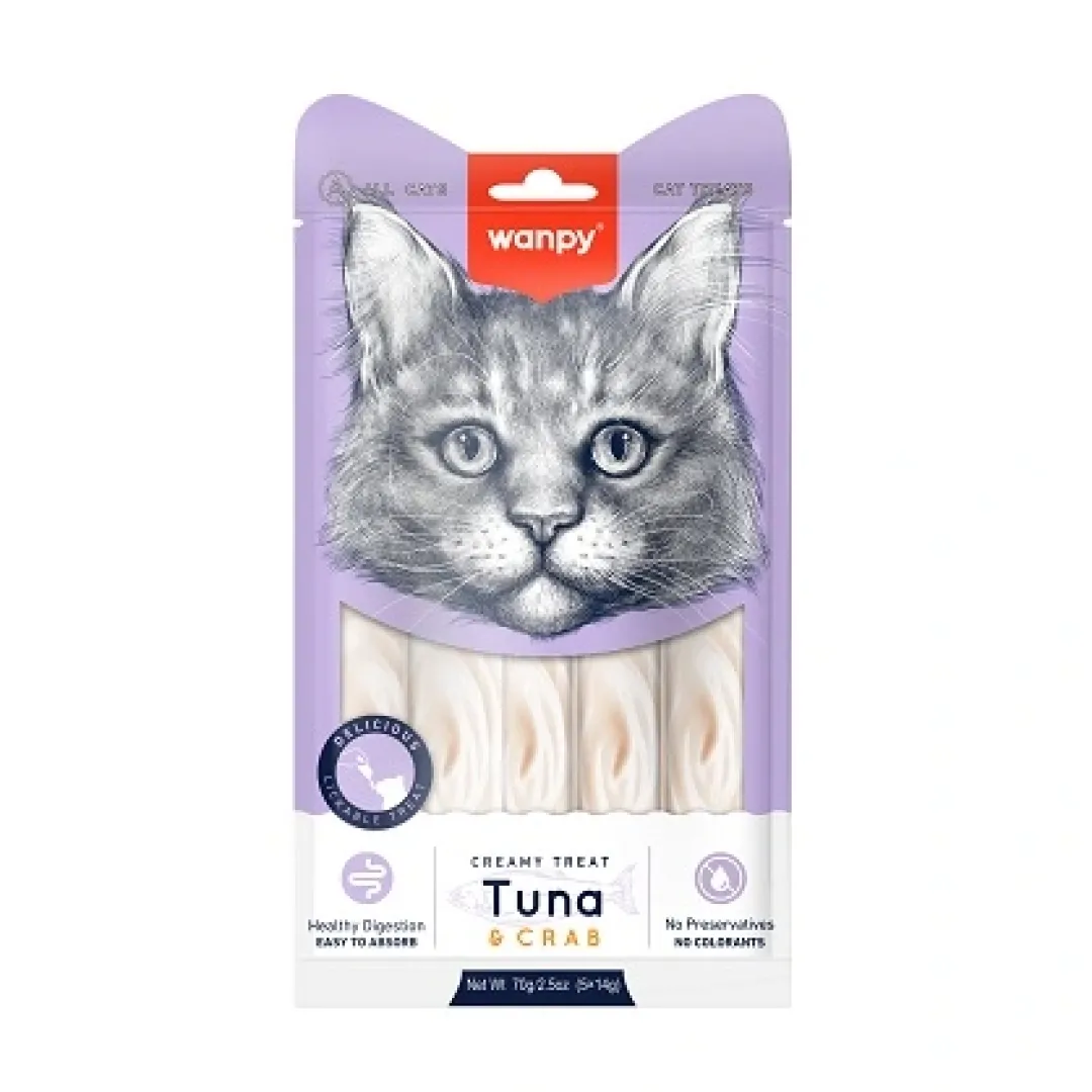 Discount Kat Cremet Slikbar Godbid med Tun og Krabbe Kattefoder & Snacks|Killingesnacks - Sunde Godbidder Til Killinger