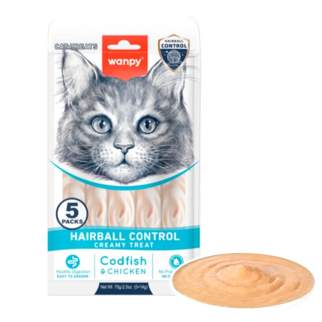 Best Kat Funktionel Cremet Slikbar Godbid Hårbold Torsk & Kylling 70 g (5x14g) Kattefoder & Snacks|Killingesnacks - Sunde Godbidder Til Killinger