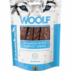 Sale Woolf Hunde- og Kattesnack Laks med Gulerod Strimler Snacks Til Hvalpe - Lækre Godbidder Til Træning Og Forkælelse|Kattefoder & Snacks