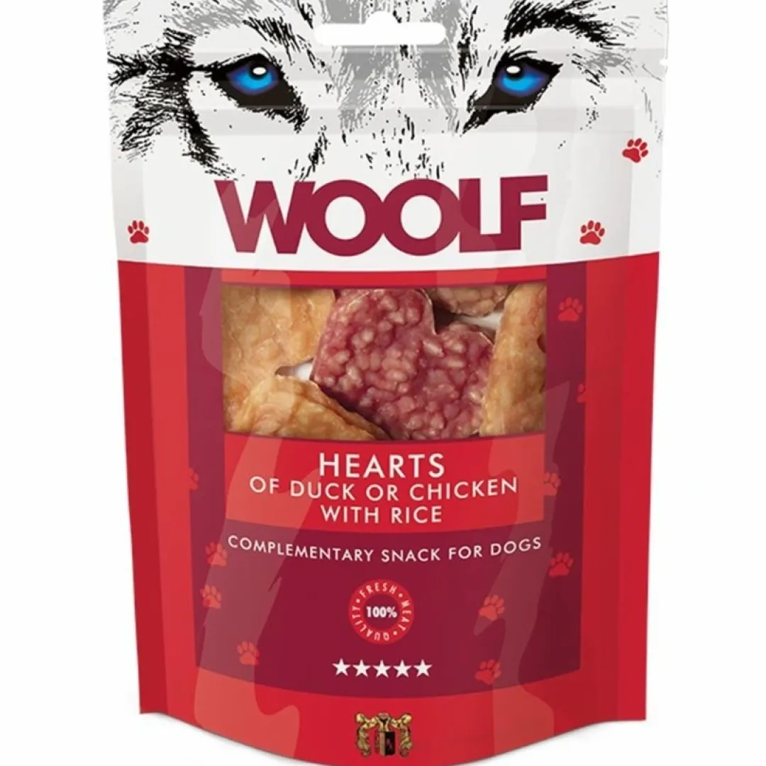 New Woolf Hundesnack And eller Kylling med Ris Hearts Snacks Til Hvalpe - Lækre Godbidder Til Træning Og Forkælelse|Hundeguf Og Tyggeben Til Hunde