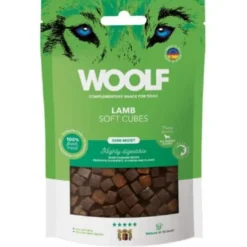 Clearance Woolf Hundesnack Bløde Terninger med Lam - monoprotein 100 g Snacks Til Hvalpe - Lækre Godbidder Til Træning Og Forkælelse|Hundeguf Og Tyggeben Til Hunde