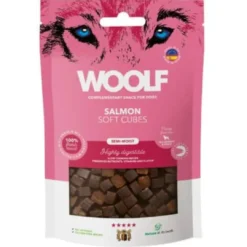 Best Woolf Hundesnack Bløde Terninger med Laks - monoprotein 100 g Snacks Til Hvalpe - Lækre Godbidder Til Træning Og Forkælelse|Hundeguf Og Tyggeben Til Hunde