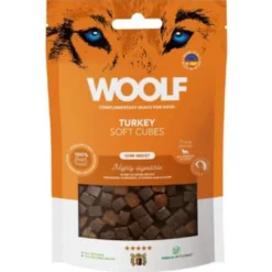 Hot Woolf Hundesnack Bløde Terninger med Kalkun - monoprotein 100 g Snacks Til Hvalpe - Lækre Godbidder Til Træning Og Forkælelse|Hundeguf Og Tyggeben Til Hunde