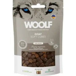 Clearance Woolf Hundesnack Bløde Terninger med Ged - monoprotein 100 g Snacks Til Hvalpe - Lækre Godbidder Til Træning Og Forkælelse|Hundeguf Og Tyggeben Til Hunde