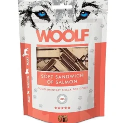 Outlet Woolf Hundesnack Blød Sandwich med Laks Snacks Til Hvalpe - Lækre Godbidder Til Træning Og Forkælelse|Hundeguf Og Tyggeben Til Hunde