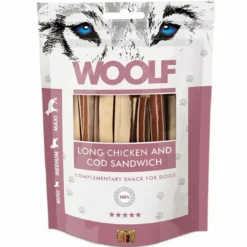 Online Woolf Hundesnack Kylling og Torsk Lang Sandwich Snacks Til Hvalpe - Lækre Godbidder Til Træning Og Forkælelse|Hundeguf Og Tyggeben Til Hunde
