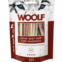 Best Woolf Hundesnack Okse og Torsk Lang Sandwich Snacks Til Hvalpe - Lækre Godbidder Til Træning Og Forkælelse|Hundeguf Og Tyggeben Til Hunde