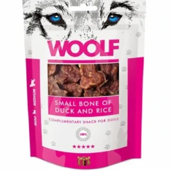 Outlet Woolf Hundesnack Små Ben med And og Ris Snacks Til Hvalpe - Lækre Godbidder Til Træning Og Forkælelse|Hundeguf Og Tyggeben Til Hunde