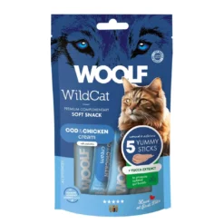 Outlet Woolf Wildcat Cream 5 stk - Cremede godbidder med torsk og kylling til katte Kattefoder & Snacks|Killingesnacks - Sunde Godbidder Til Killinger