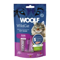 Woolf Wildcat Cream 5 stk - Cremet kattegodbid med and og catnip Kattefoder & Snacks|Killingesnacks - Sunde Godbidder Til Killinger
