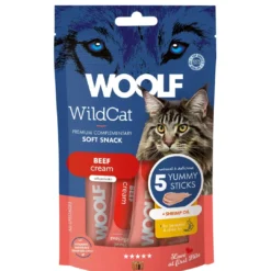 Hot Woolf Wildcat Cream 5 stk - Lækker cremet snack med oksekød og rejeolie til katte Kattefoder & Snacks|Killingesnacks - Sunde Godbidder Til Killinger